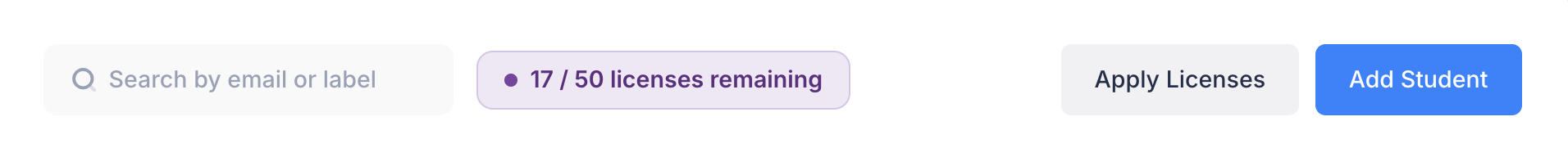 Freebetrange Dashboard - Students toolbar