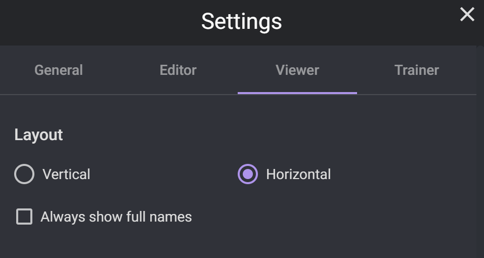 Viewer layout settings